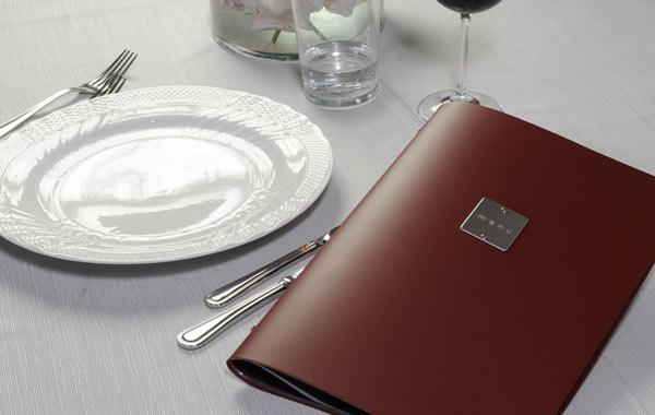 Menükarte aus Lederfaserstoff / LEFA bzw. bonded leather